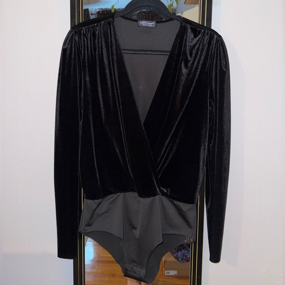 Zara Black Velvet Bodysuit